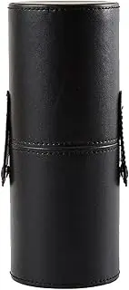 [VANTOBEST] PU Leather Makeup Brush Holder Travel Makeup Brushes Case Makeup Brush Case Organizer Cosmetic Cup Cylinder Makeup Brush Storage Box with Button for Women (Black), Black, 9 x 3.1 x 3.1Inch, fashion