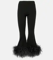 [Valentino] Valentino Feather-trimmed high-rise flared pants AU 10 black