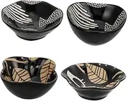 Cabilock 4Pcs Elegant Ceramic Appetizer Plates Food Grade Seasoning Dishes with Unique Patterns for Fruit Sauces and Snacks for Home Restaurant Use
