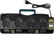 Battery Charger for Dewalt 18V XR DCB104, KEATFE4 Ports 3.0A 12V-20V MAX Li-Ion Fast Charger with 2 2.1A USB Ports for Dewalt 18V DCB Battery Replacement Charger for DCB Series etc. (EU Plug)