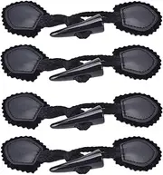 4 Sets Horn PU Leather Toggle Button Fasteners for Coat Jacket Duffle DIY Handmade Craft (Black)