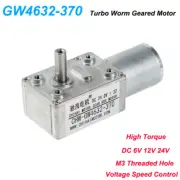 Turbo Worm Geared Motor Self-Locking DC 6V 12V 24V Reversible Speed Control