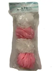 New set of 4 April bath & shower Mesh bath sponge,white and pink