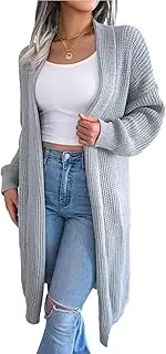 [RUHANE] Women's Open Front Lightweight Cardigan Shawl Collar Long Sleeve Cable Knit Sweater Loose Outwear Jacket