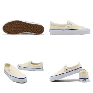 【VANS】休閒鞋 Slip-On Reissue 98 男鞋 女鞋 米白 藍 帆布 無鞋帶 懶人鞋 情侶鞋(VN000CSEOFW)