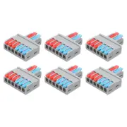 6pcs Din Rail Press Quick Terminal Blocks Splicing Wire Connectors(2 in 6 out)