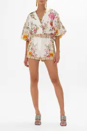 TIE FRONT PUFF SLEEVE TOP EGYPTIAN ROSE