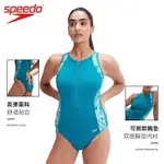 現貨  SPEEDO24新款 拼接印花連身泳衣 女 三角緊身 顯瘦舒適柔軟 溫泉泳裝