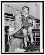 8" x 10" 1956 photo Helen Keller with two-year-old Donald Hart