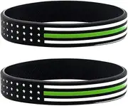 [Inkstone] (6-Pack) Thin Green Line American Flag Bracelets - Bulk Pack of 6 Silicone Rubber Wristbands - Jewelry Accessories Gifts for Border Patrol, Park Rangers, and Military Personnel Men Women