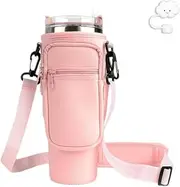 Water Bottle Carrier Bag with Phone Pocket for Stanley Tumbler 30 40oz with Handle Neoprene Water Bottle Holder Pouch with Adjustable Strap & Carabiner for Stanley Accessories Hiking