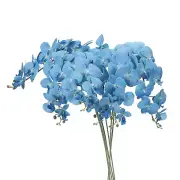 6Pcs 41" 9 Heads Artificial Orchid Stems Faux Phalaenopsis, Sky Blue