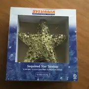 Sylvania Sequined Gold Star Treetop Christmas Vintage 10.25” x 30” New In Box