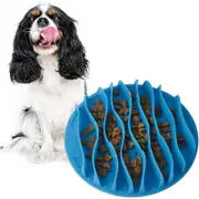 Catzon Pet Fun Mat Slow Portable Dog Feeder Bowl Interactive Stop Bloat Pet Anti-Choke Bowl-Blue