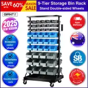90 Bin Parts Storage Trolley Mobile Cart Rack Stand Double Shed Repair Workshop
