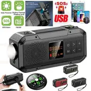 Emergency Solar Hand Crank Cell Phone Charger Emergency BT Radio FM/AM/WB LED For Outdoor Camping Color Black