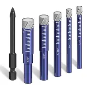 6 Pcs Diamond Drill Bits Set for Porcelain, Ceramic, Glass & More - Versatile