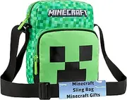[Minecraft] Creeper Shoulder Bag Crossbody Bag with Adjustable Strap - Gamer Gifts for Boys, Green, Einheitsgröße