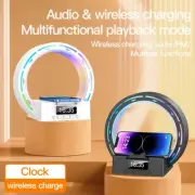 4 In 1 Wireless Bluetooth Speaker Charging Pad Bedside Lamp With Alarm Clock Wak