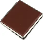 [Generic] Creative Leather Case Retro Metal Box Vintage Case for Ideal present Desktop (Brown, One size)