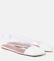 [Amina Muaddi] Amina Muaddi Ane Glass PVC slingback flats AU 4 white