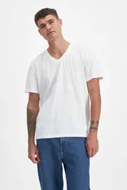 [Bonds] Bonds Men's Originals Midweight Vee Tee in White Size: Large, Aussie Cotton L White