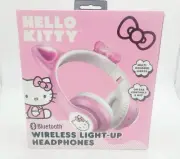 Hello Kitty wireless Bluetooth Headphones Light Up On Ear Mic Cat Ears PINK