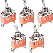 Generic SPST Toggle Switch | Toggle Switches AC250V 15A for Car, Truck, Automotive, Boats, ATVs, Airplane, Race Car, Golf Cart | Black, ON-OFF, Screw, Solder, 2 Pin