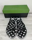 NIB Kate Spade Black And White Polka Dot Flip Flops 10B Beach Travel Pool