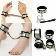 Stainless Steel Silicon Rubber Collar Wrist Ankle Cuff Restraint Slaver Shackles