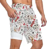 [ZZXXB] I Love My Dog Athletic Shorts for Men with Pockets 2 in 1 Quick Dry Running Shorts S-3XL