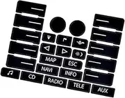 Vuzmode Button Sticker, for VW, for Touareg, 2004-2008 2009 Auto Steering Wheel Windows Climate Switch Button Stickers Decals Kit Replacement Steering Wheel Control Switch Buttons(Black A)