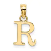 14K Yellow Gold Polished Block Letter R Initial Pendant