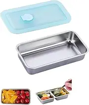 Stainless Steel Grab and Go Snack Containers Reusable with Lids, Stainless Steel Double Snack, Snacks Dip Takeout Travel and Outdoor Camping (Single Grid)