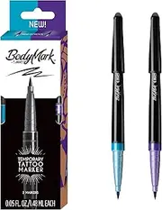 BIC BodyMark Temporary Tattoo Marker with Brush Tip, New School, Light Blue and Purple, Pack of 2 Markers