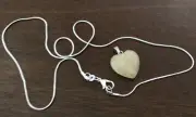 Yellow Jade Stone Heart w/ 20” chain marked .925 Free Ship