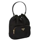 PRADA Shoulder Bag Women Prada Duet Drawstring Nylon 1BH038 RV44 uoo F0002 Black