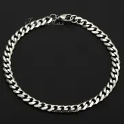 5MM MENS Bracelet Curb Cuban Stainless Steel Chain Bracelet Silver Tone 10''