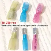 200Pcs Electrical Heat Shrink Male Female Spade Wire Connectors Terminals Kit