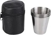 Hranlx 4-Pack of 2.5 Oz Stainless Steel Wine Cups Stackable Portable Kids Cups Coffee Cups for Kids, Outdoor, Camping, Family, Travel, Art Supplies Storage, Free Cup Sleeves, Easy to Carry