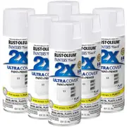 6 Cans - RUST-OLEUM 2X Ultra Cover Flat Paint & Primer Spray Paint 340g - 276324 Flat White