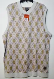 Vtg Nike Lebron Men's X-Large Golf Vest Diamond Argyle Sleeveless Pullover NWT!