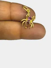 Women 3D Dainty Spider 14k Yellow Gold Tourmaline Charm For Necklace Or bracelet