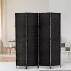 4 Panel Room Divider Privacy Screen Non-Fade Folding Wall Partition Stand Black