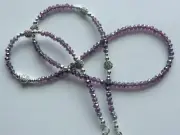 AMETHYST CRYSTAL BEADS EYEGLASSES HOLDER READERS CHAIN NECKLACE LOBSTER CLASPS