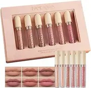 MAEPEOR Matte Liquid Lipstick 6PCS Nude Series Velvety Lip Gloss Kit Long-Lasting Wear Non-Stick Cup and Not Fade Lipstick Set for Warm or Cool Undertone (Nude Series, 6PCS-E)