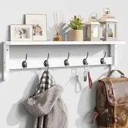NEW, Coat Rack Wall Mount with Shelf, 28.9x4.5", White, #H531624-151