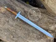 Hand Forged High Steel Viking Sword Sharp Battle Ready Medieval with Sheath
