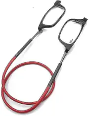 Magnetic Hanging Neck Glasses Portable Foldable Tr90 Reading Glasses For Men Women Black and Red 1.75x