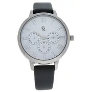 CRB010 La Basic - Silver-Grey Leather Strap Watch by Charlotte Raffaelli for Women - 1 Pc Watch